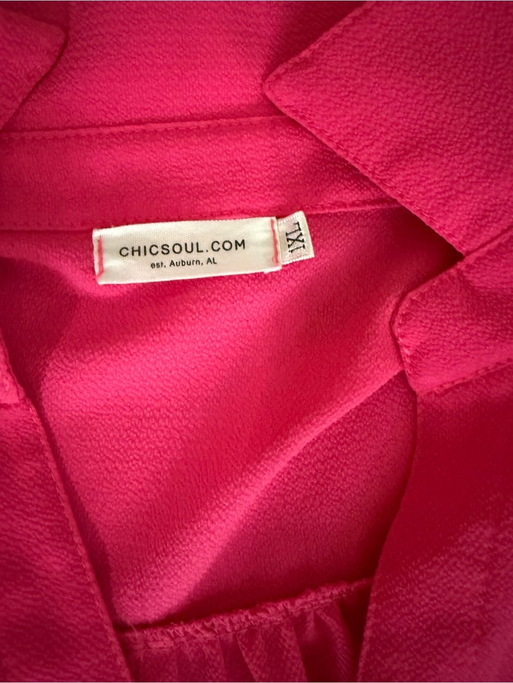 Chic Soul Hot Pink Tiered Ruffle Sleeve Dress | Size 1X - Picture 4 of 5